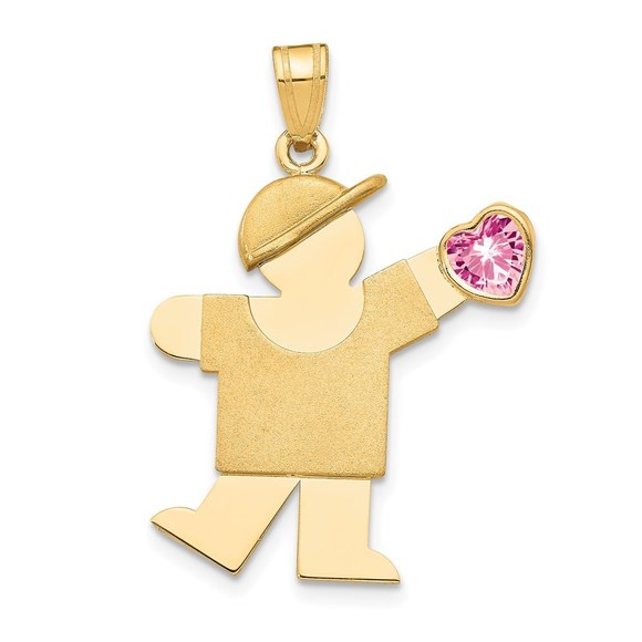 Million Charms 14k Yellow Gold Boy with CZ October Birthday Month CZ Stone Charm